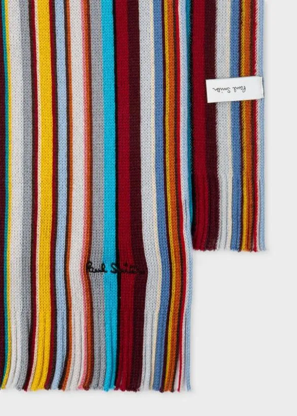 Paul Smith Scarves 039Signature Stripe039 Merino Wool Scarf Signature Stripe 8211 MensWomens