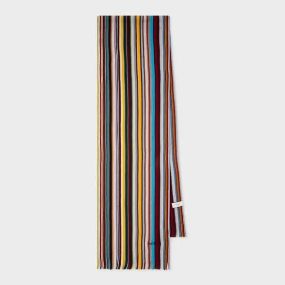 Paul Smith Scarves 039Signature Stripe039 Merino Wool Scarf Signature Stripe 8211 MensWomens