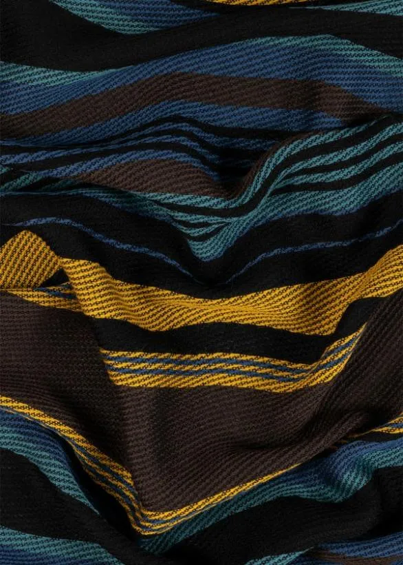 Paul Smith Scarves WoolCotton Stripe Scarf Blue 8211 Mens