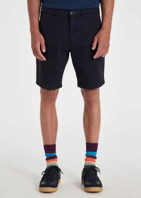 Paul Smith Shorts CottonBlend Zebra Logo Shorts Navy 8211 Mens