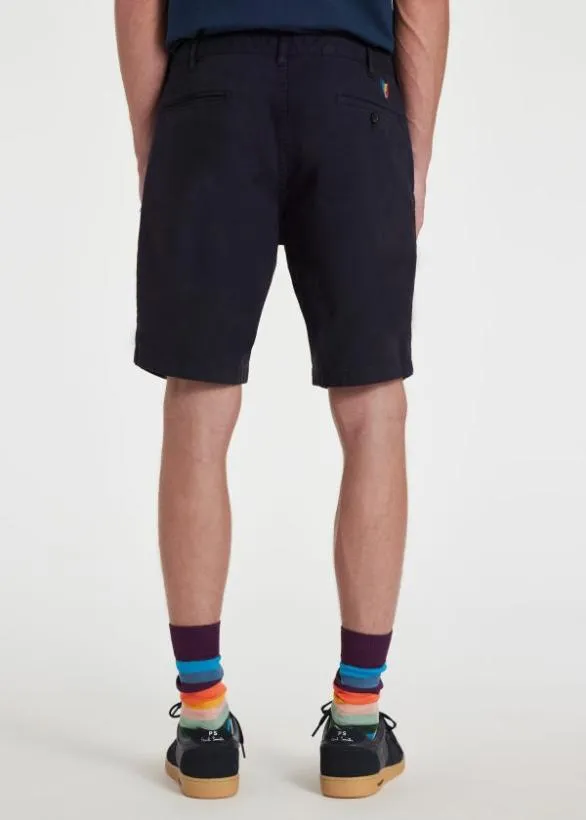 Paul Smith Shorts CottonBlend Zebra Logo Shorts Navy 8211 Mens
