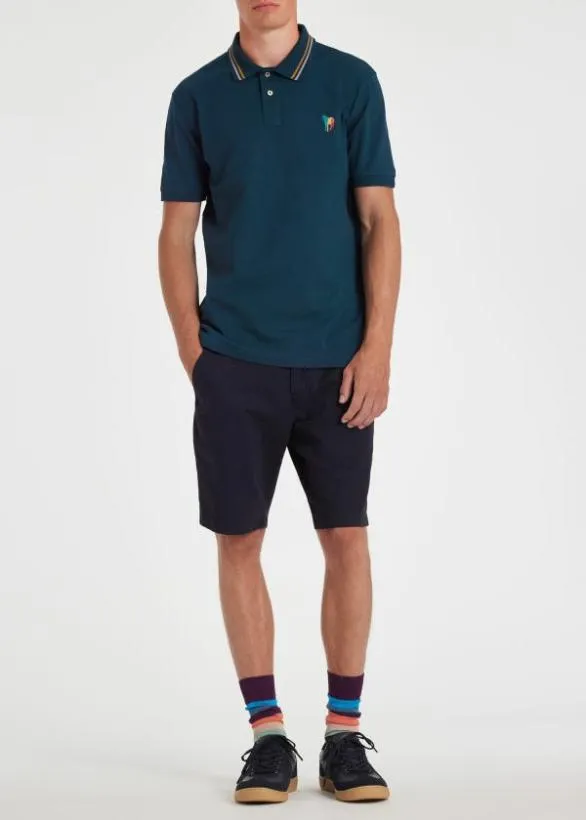 Paul Smith Shorts CottonBlend Zebra Logo Shorts Navy 8211 Mens