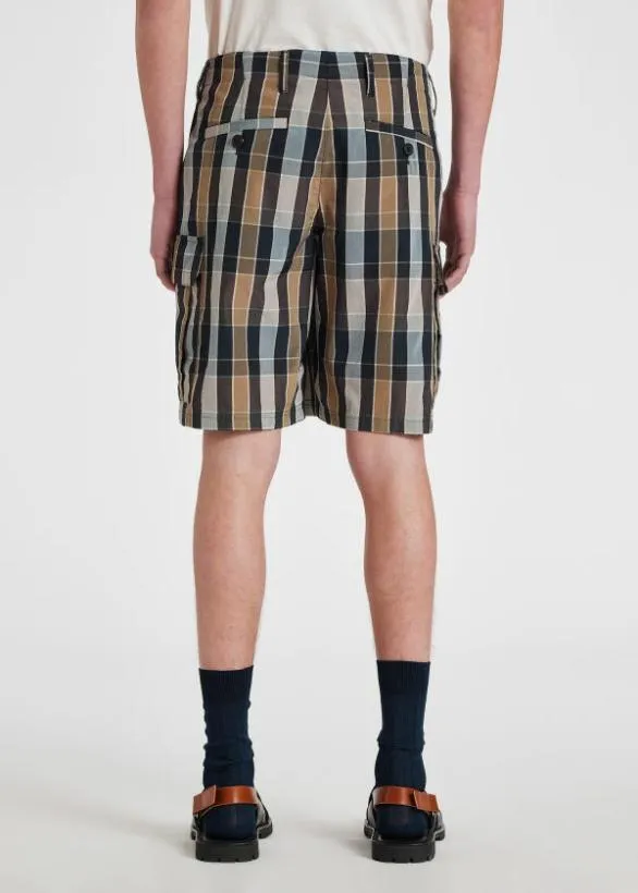 Paul Smith Shorts WoolBlend Check Cargo Shorts Multicolour 8211 Mens