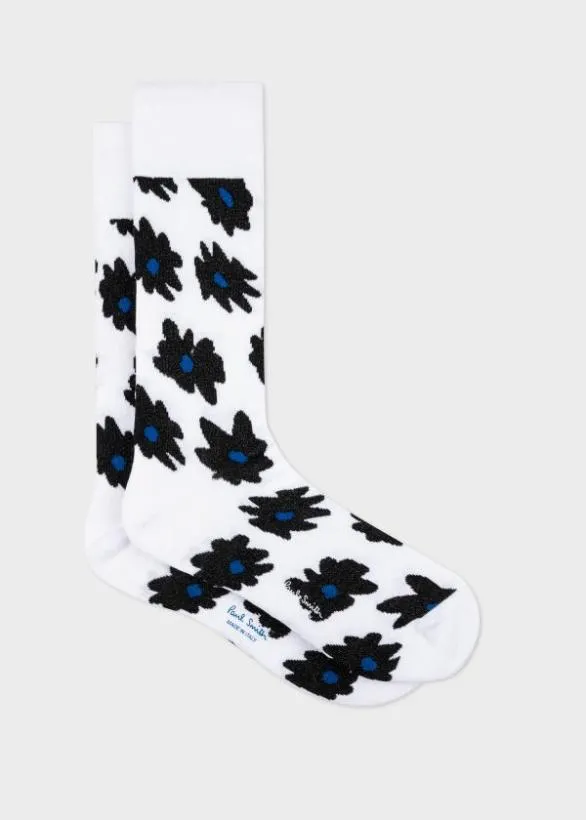 Paul Smith Socks 039Big Flower039 Socks White 8211 Mens