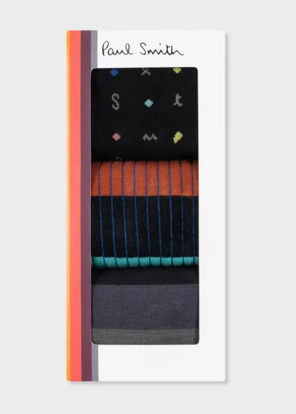 Paul Smith Socks Mixed Pattern Socks Three Pack Multicolour 8211 Mens
