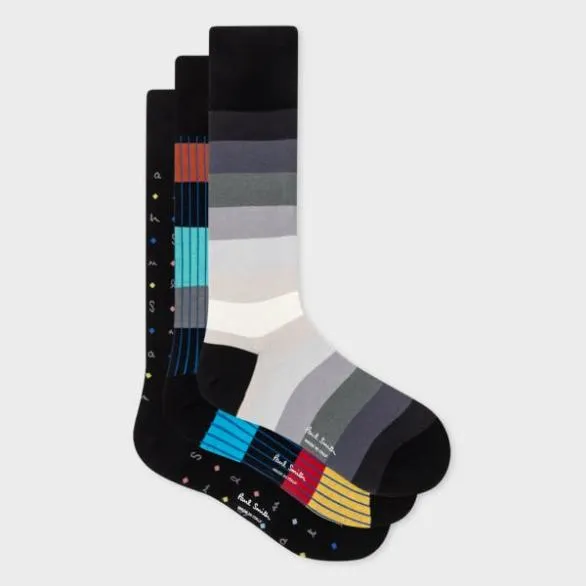 Paul Smith Socks Mixed Pattern Socks Three Pack Multicolour 8211 Mens