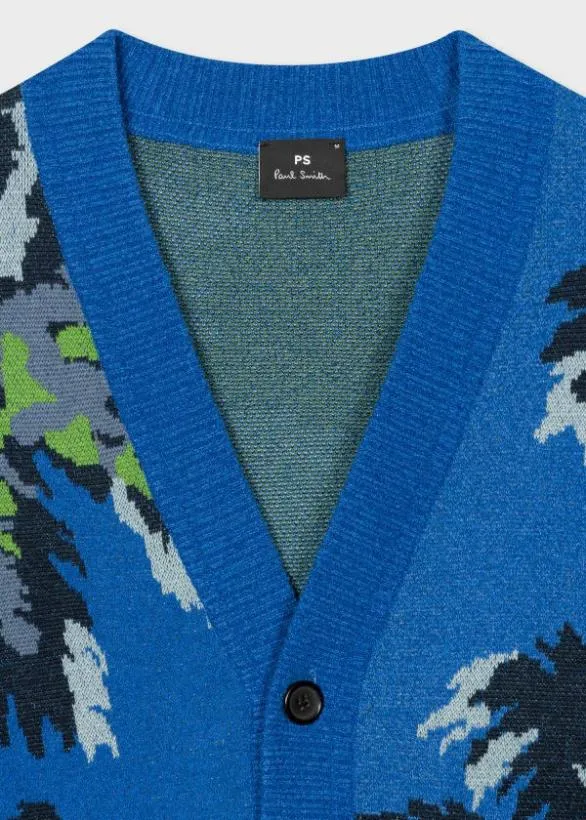 Paul Smith Sweaters 039Palmera039 Jacquard CottonBlend Cardigan Blue 8211 Mens