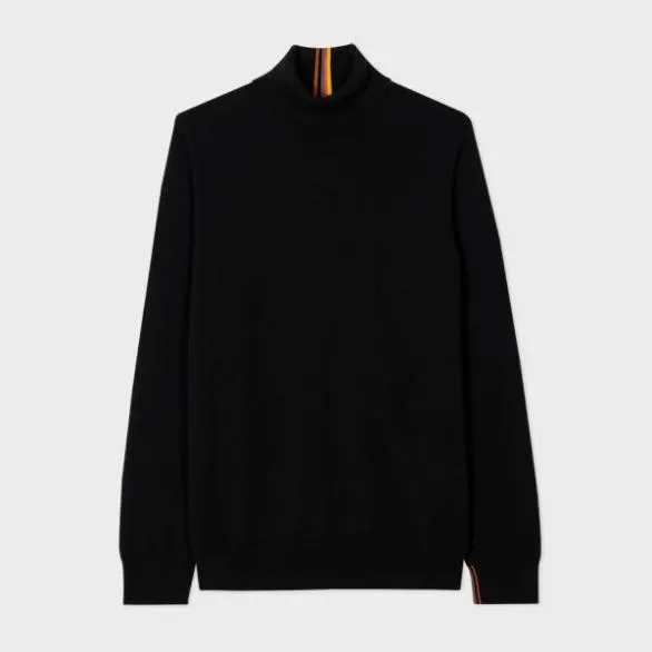 Paul Smith Sweaters Cashmere 039Artist Stripe039 Roll Neck Sweater Black 8211 Mens