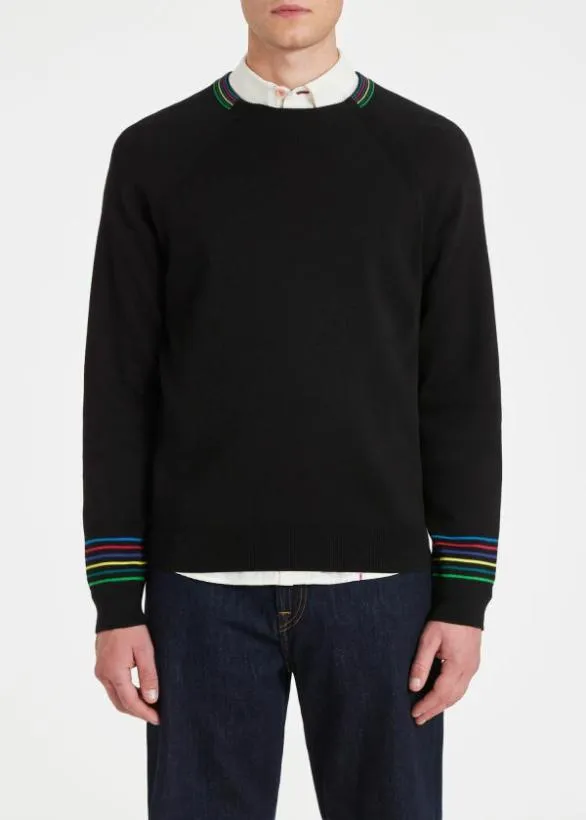 Paul Smith Sweaters Cotton 039Sports Stripe039 Sweater Black 8211 Mens