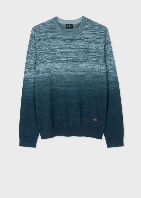 Paul Smith Sweaters DipDye Melange Cotton Sweater Blue 8211 Mens