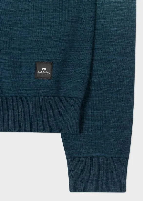 Paul Smith Sweaters DipDye Melange Cotton Sweater Blue 8211 Mens
