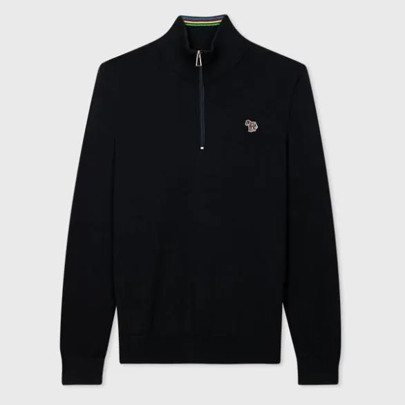 Paul Smith Sweaters Half Zip Zebra Logo Sweater Navy 8211 Mens