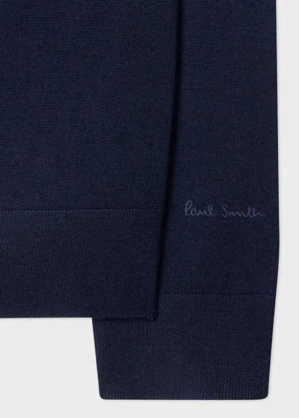 Paul Smith Sweaters Merino VNeck Sweater Dark Navy 8211 Mens
