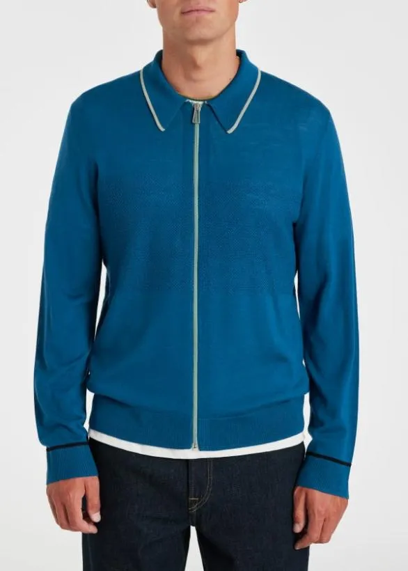 Paul Smith Sweaters Merino Wool Cardigan Blue 8211 Mens