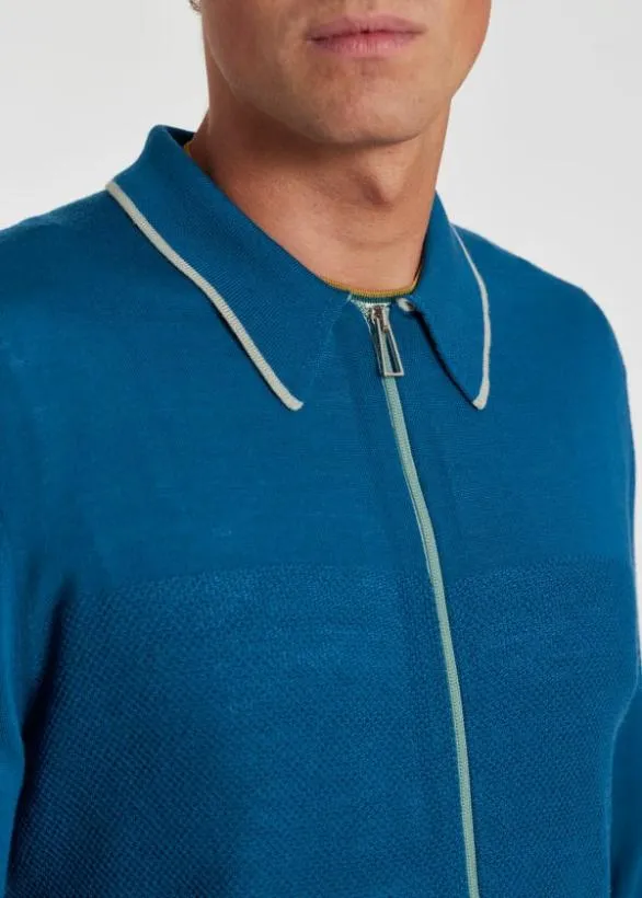 Paul Smith Sweaters Merino Wool Cardigan Blue 8211 Mens