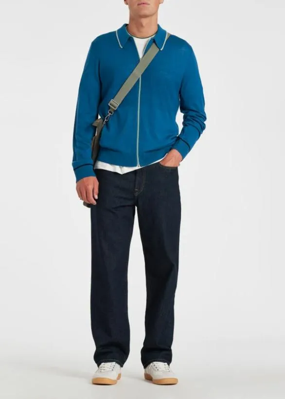 Paul Smith Sweaters Merino Wool Cardigan Blue 8211 Mens
