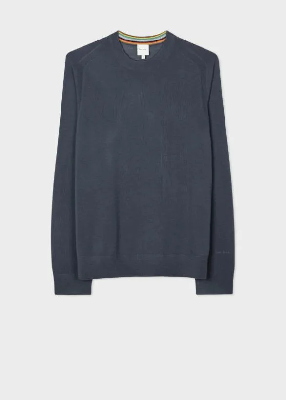 Paul Smith Sweaters Merino Wool Sweater Blue 8211 Mens