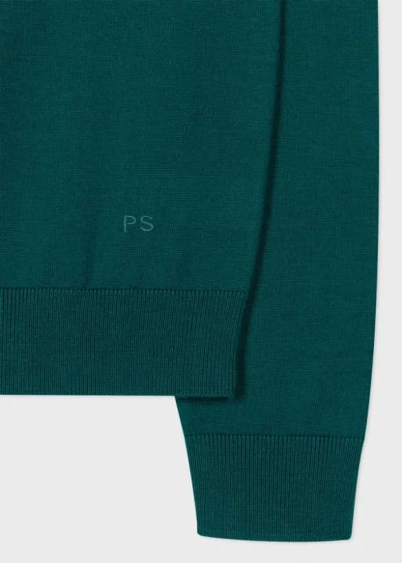 Paul Smith Sweaters Merino Wool Zip Cardigan Teal 8211 Mens