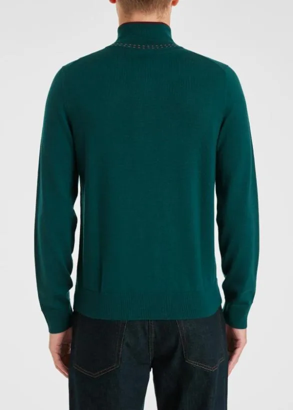 Paul Smith Sweaters Merino Wool Zip Cardigan Teal 8211 Mens