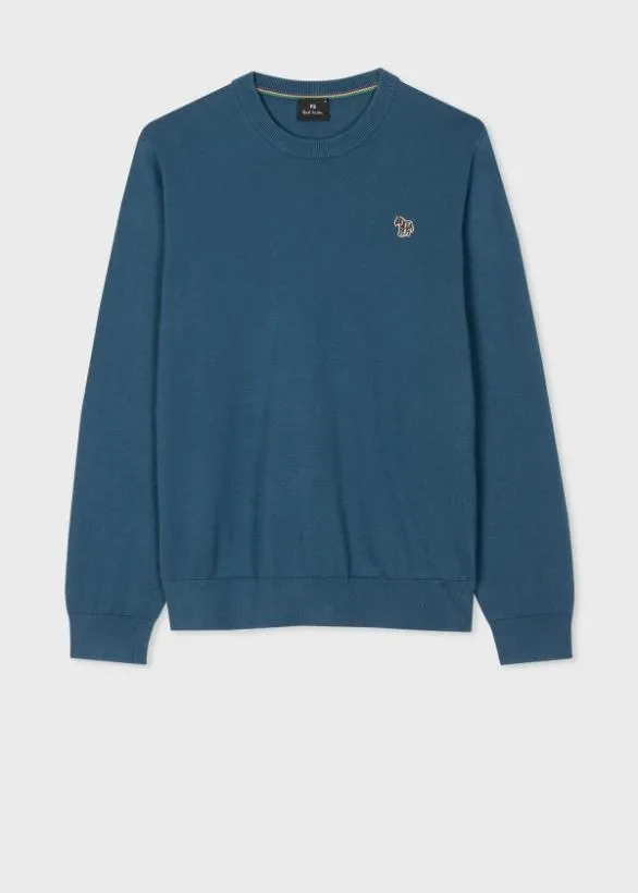Paul Smith Sweaters Organic Cotton Zebra Logo Sweater Blue 8211 Mens