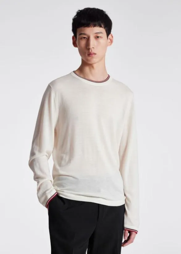 Paul Smith Sweaters Paul Smith and Manchester United 8211 Merino Sweater White 8211 Mens