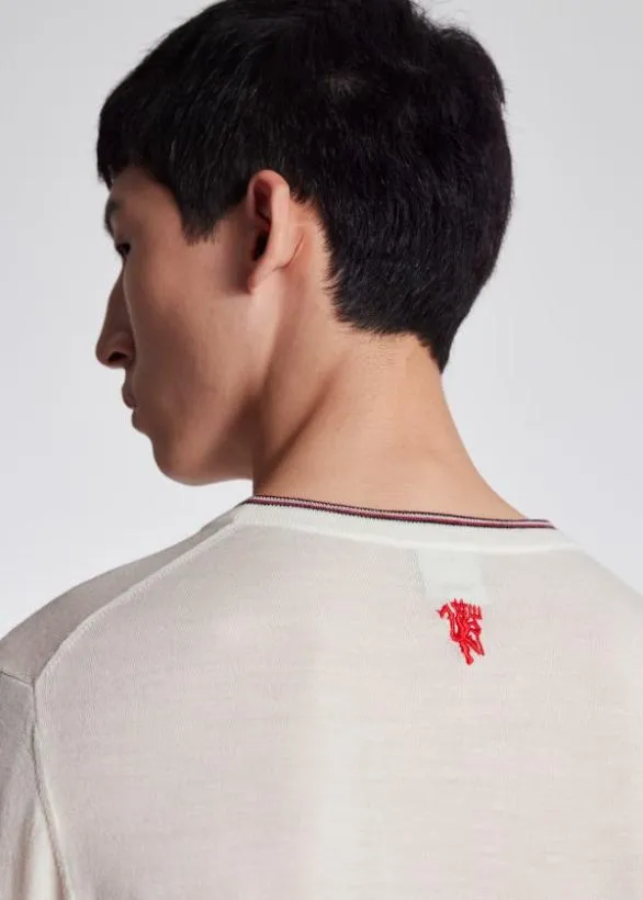 Paul Smith Sweaters Paul Smith and Manchester United 8211 Merino Sweater White 8211 Mens