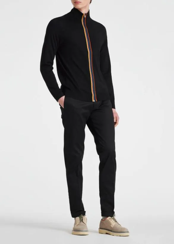 Paul Smith Sweaters Washable Wool 039Artist Stripe039 Cardigan Black 8211 Mens