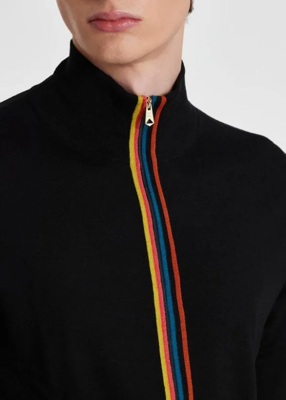 Paul Smith Sweaters Washable Wool 039Artist Stripe039 Cardigan Black 8211 Mens