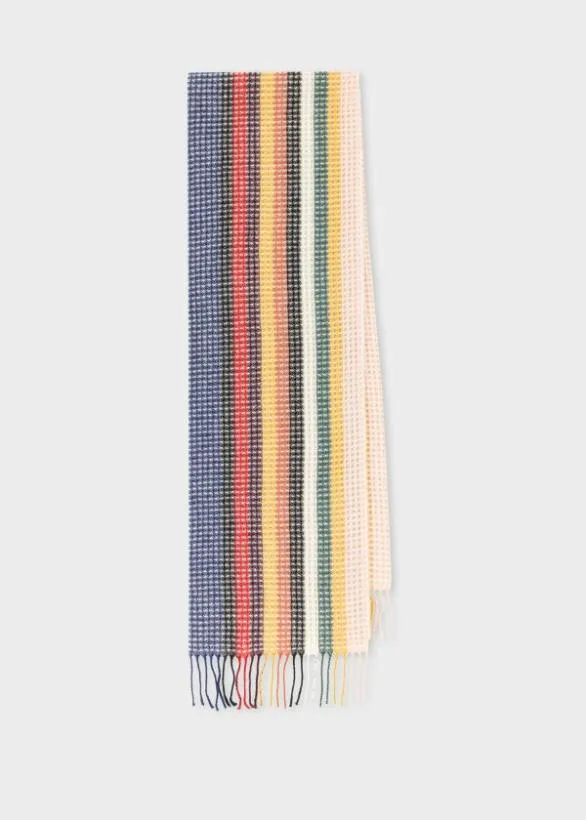 Paul Smith Tailoring Basketweave CashmereBlend Scarf Signature Stripe 8211 Mens