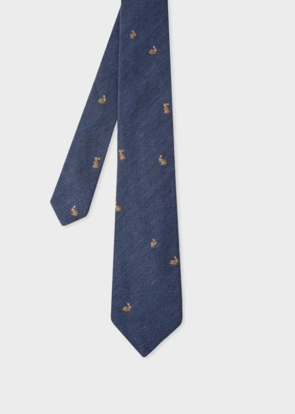Paul Smith Ties 039Rabbits039 SilkBlend Tie Blue 8211 Mens