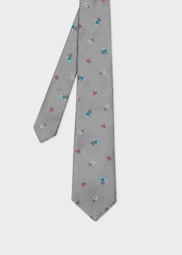 Paul Smith Ties Silk 039Floral Spot039 Tie Grey 8211 Mens