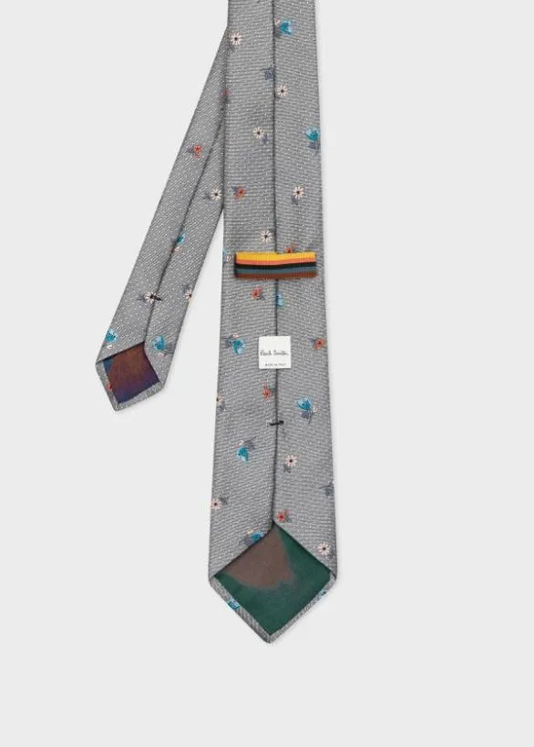 Paul Smith Ties Silk 039Floral Spot039 Tie Grey 8211 Mens