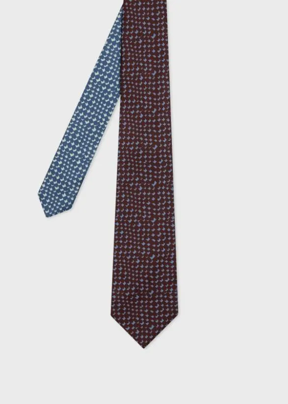 Paul Smith Ties Silk 039Tile Check039 Tie Burgundy 8211 Mens