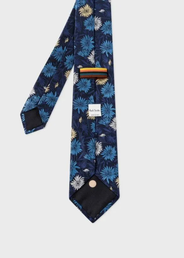 Paul Smith Ties Silk Floral Tie Navy 8211 Mens