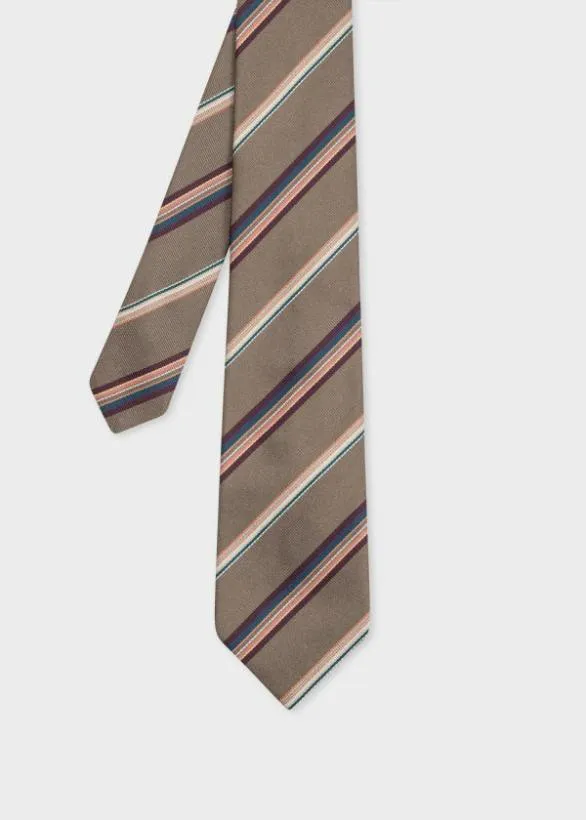 Paul Smith Ties Silk Multi Colour Stripe Tie Brown 8211 Mens