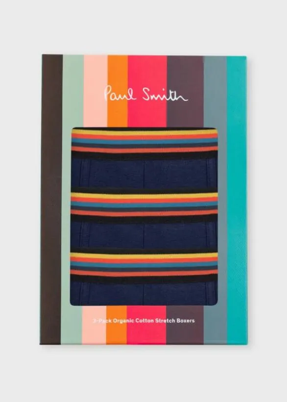 Paul Smith Underwear 039Artist Stripe039 Boxer Briefs Three Pack Navy 8211 Mens