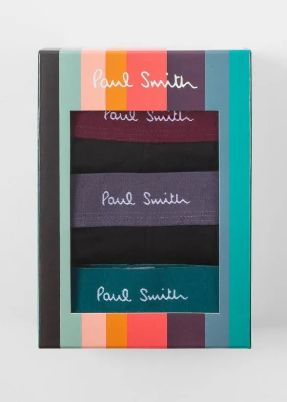 Paul Smith Underwear Contrast Waistband Boxer Briefs Three Pack Black 8211 Mens