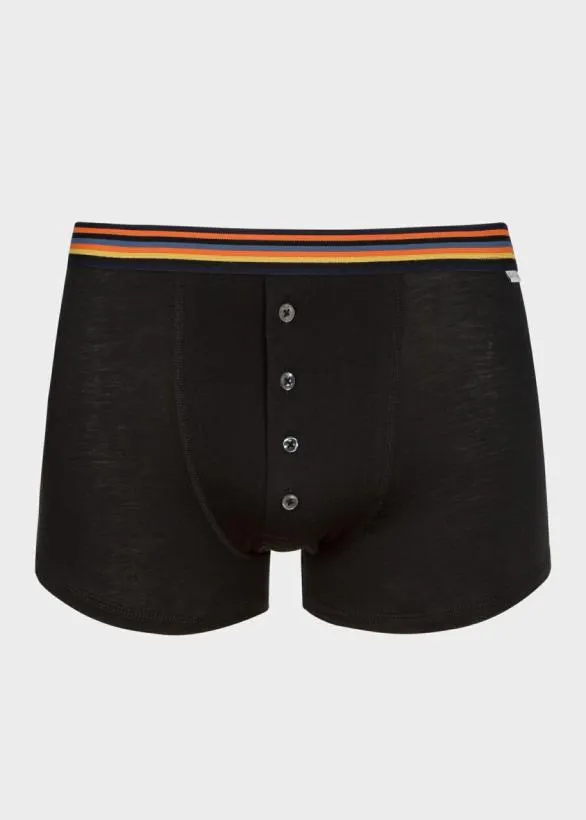 Paul Smith Underwear FourButton Boxer Briefs With 039Artist Stripe039 Waistband Black 8211 Mens