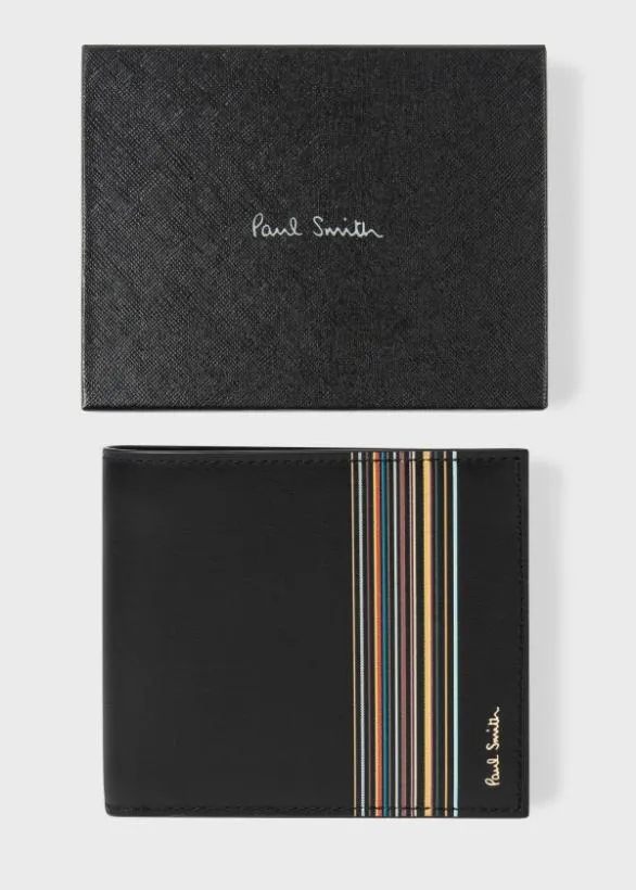 Paul Smith Wallets 039Signature Stripe Block039 Billfold And Coin Wallet Black 8211 Mens