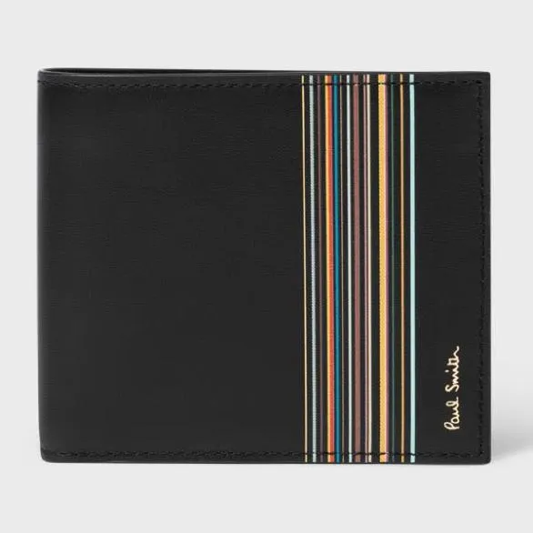 Paul Smith Wallets 039Signature Stripe Block039 Billfold And Coin Wallet Black 8211 Mens