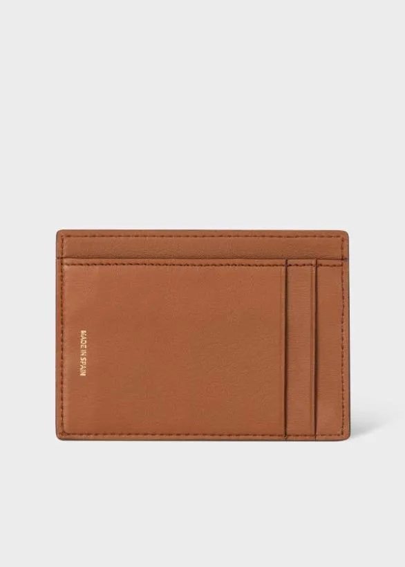 Paul Smith Wallets Woven Front Calf Leather Credit Card Holder Brown 8211 Mens