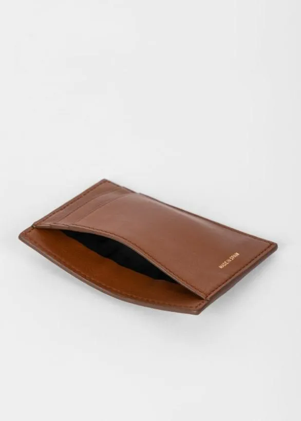 Paul Smith Wallets Woven Front Calf Leather Credit Card Holder Brown 8211 Mens
