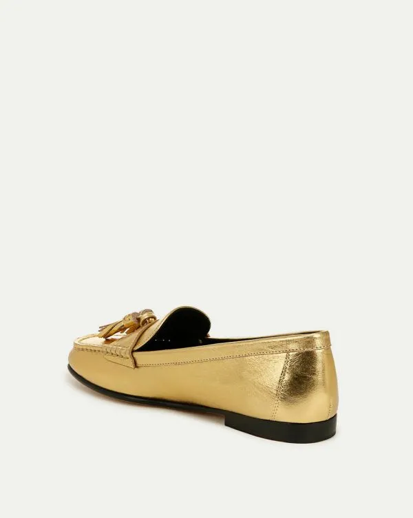 Penny Metallic Leather Tassel Loafer Gold Women Veronica Beard Shoes Penny Metallic Leather Tassel Loafer Gold Women Veronica Beard Shoes