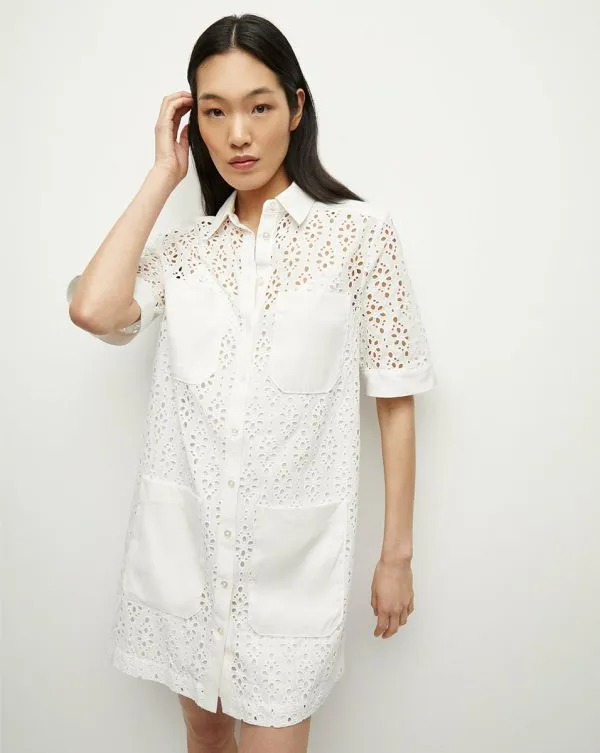 Rafaela Cotton Eyelet Shirtdress White Women Veronica Beard Dresses