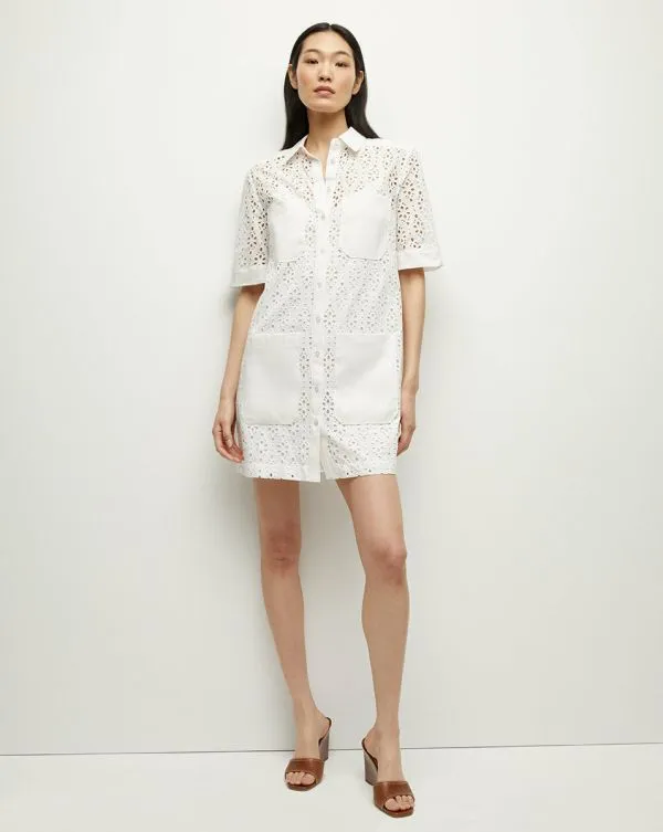 Rafaela Cotton Eyelet Shirtdress White Women Veronica Beard Dresses Rafaela Cotton Eyelet Shirtdress White Women Veronica Beard Dresses