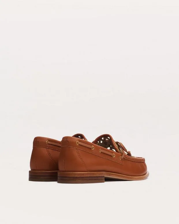 rag and bone Boots Women Carter WovenTrimmed Leather Boat Shoes Light Natural Woven