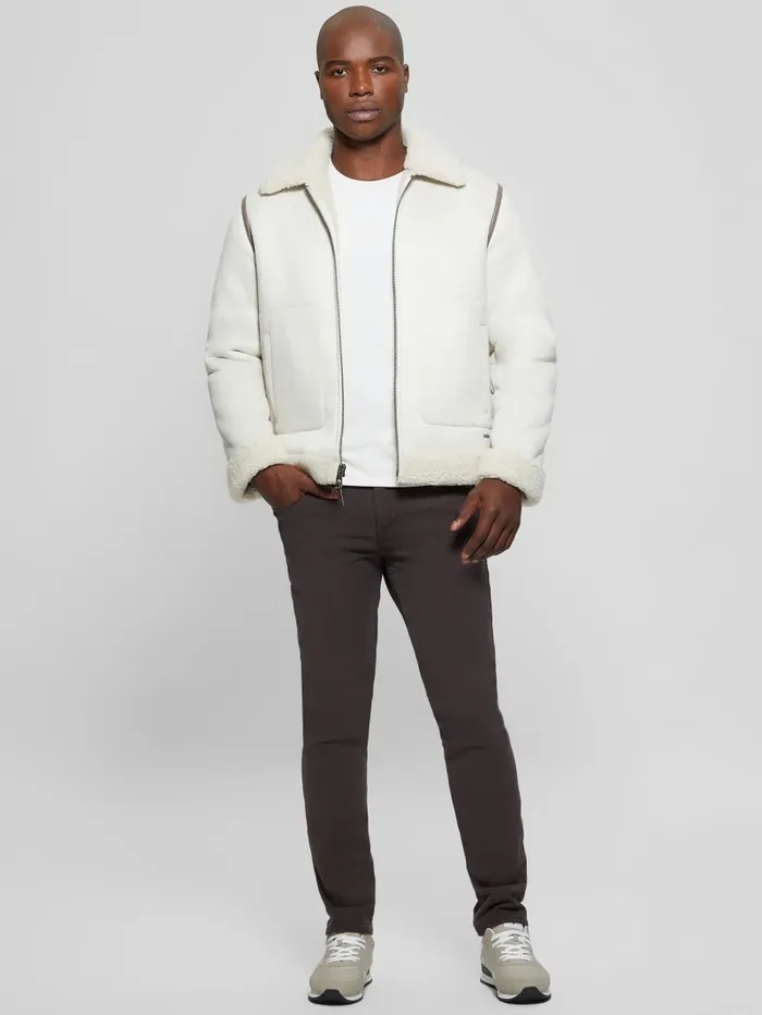 Redford Bonded Sherpa Jacket Muted Stone Multi Jackets and Coats GUESS Men