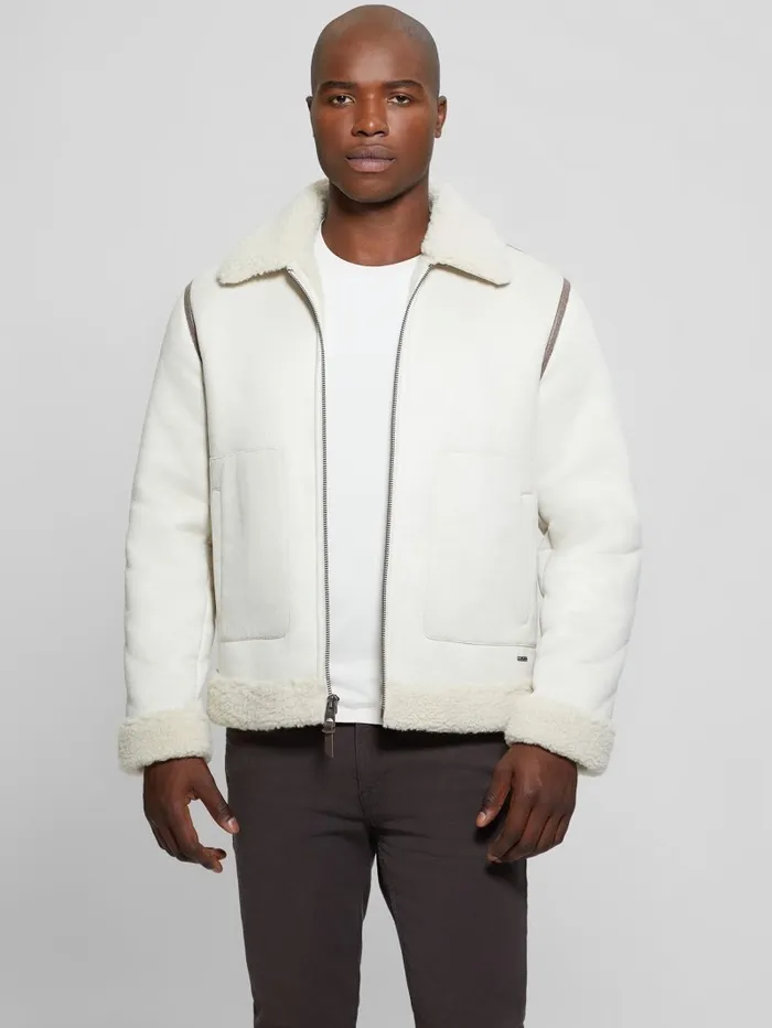 Redford Bonded Sherpa Jacket Muted Stone Multi Jackets and Coats GUESS Men