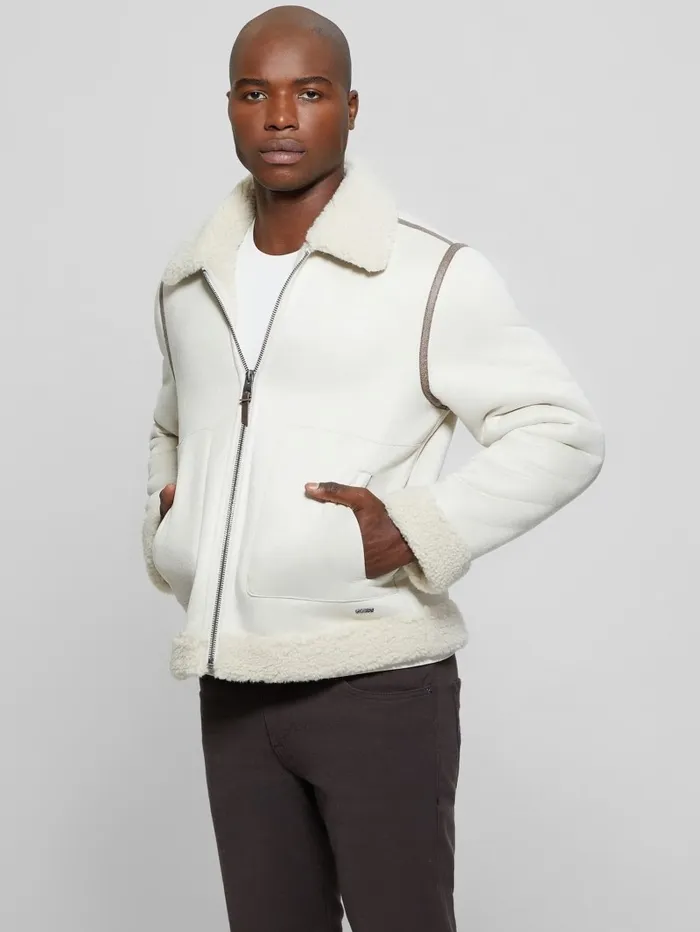 Redford Bonded Sherpa Jacket Muted Stone Multi Jackets and Coats GUESS Men