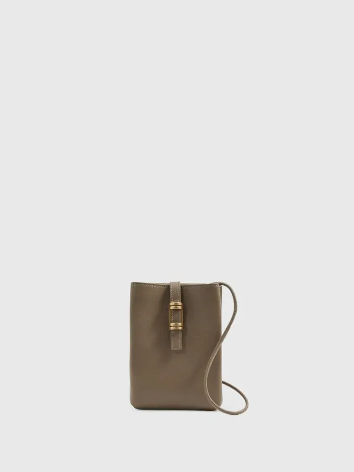 REISS Bags and Purses Women Leather Phone Holder Taupe